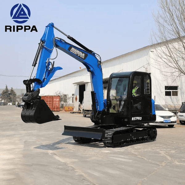Labadi Engineering Mini Excavator with a blue arm and compact design for efficient digging
